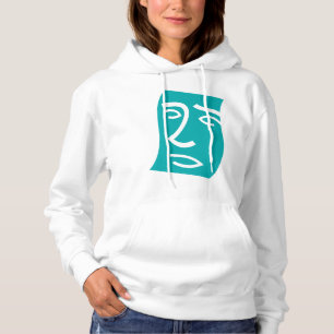 Moletom Arte de Linha Facial Abstrata Moderna Verde Azul