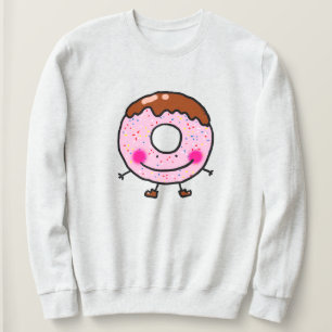 Moletom Arte de Personagem de Donut com Brilho Sorridente