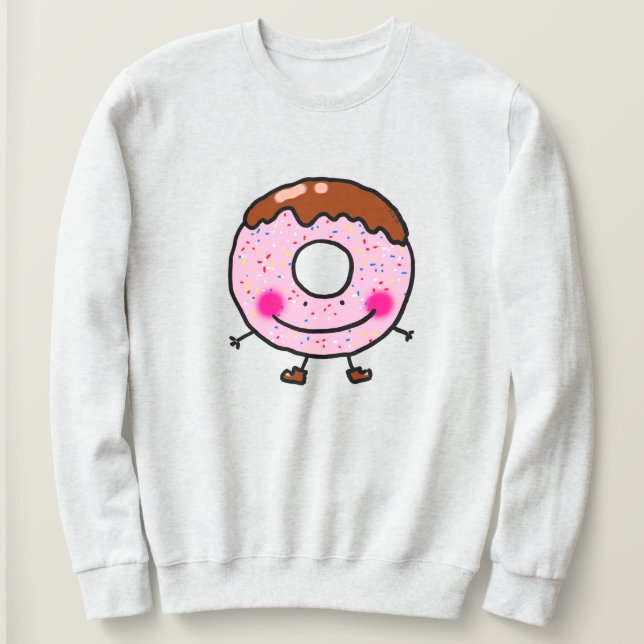 Moletom Arte de Personagem de Donut com Brilho Sorridente (Frente do Design)