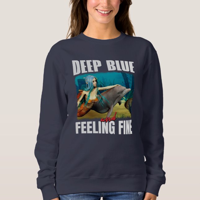 Moletom Arte de Sereia de Oceano Azul Sentindo (Frente)