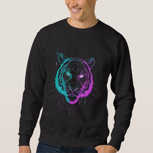 Moletom Arte de tigre digital neon (Frente)