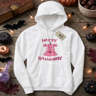 Moletom Arte Digital Coquette Rosa Fantasma Feliz Hallowee