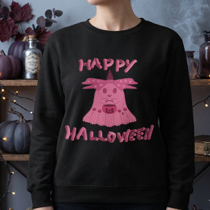 Moletom Arte Digital Feliz Halloween Fantasma Rosa Coquett