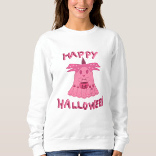 Moletom Arte Digital Feliz Halloween Fantasma Rosa Coquett