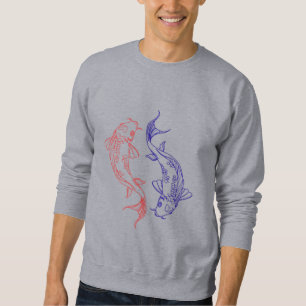 Moletom Arte do círculo Koi Vermelho e Azul