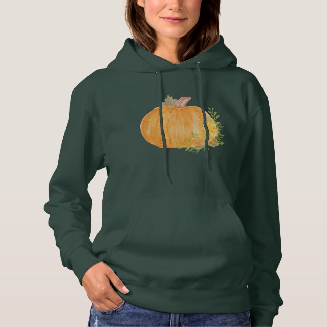Moletom Arte em Aquarela de Abóbora de Outono (Frente)