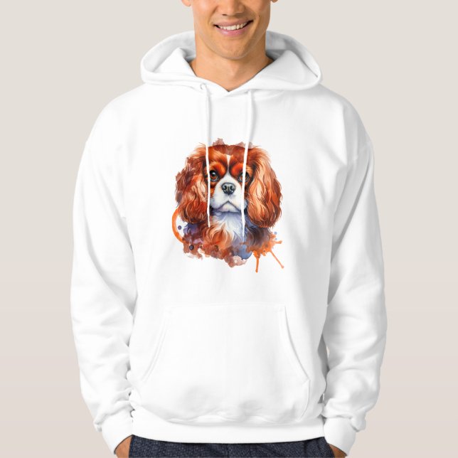 Moletom Arte em Aquarela do Cavalier King Charles Spaniel (Frente)