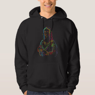 Moletom Arte em linha abstrata da Mona Lisa néon