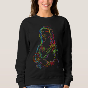 Moletom Arte em linha abstrata da Mona Lisa néon