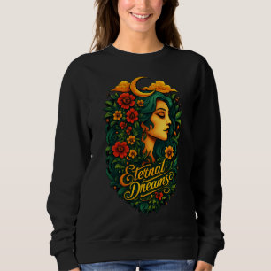 Moletom Arte Floral da Deusa da Lua dos Sonhos Eternos