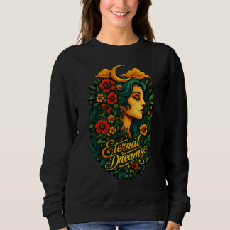 Moletom Arte Floral da Deusa da Lua dos Sonhos Eternos