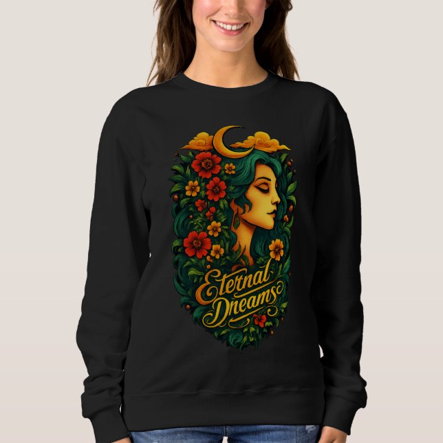 Moletom Arte Floral da Deusa da Lua dos Sonhos Eternos (Frente)
