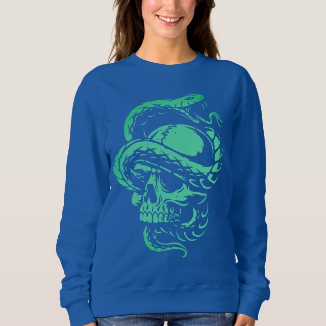 Moletom Arte Gótica Caveira Neon e Serpente (Frente)