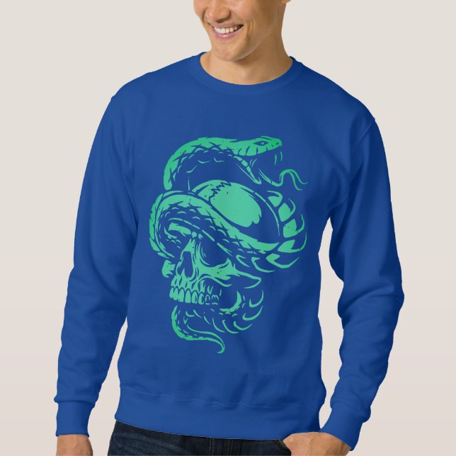 Moletom Arte Gótica Caveira Neon e Serpente (Frente)
