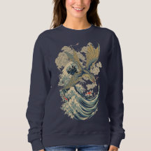 Arte Japonês do Dragão Voador & Onda do Oceano