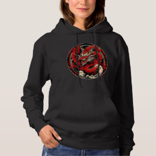 Moletom Arte japonesa Red Kanji Dragon, estética do Japão