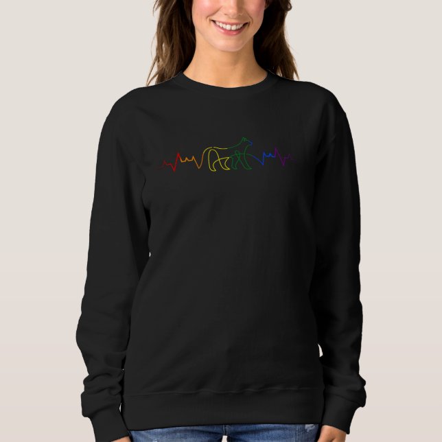 Moletom Arte Linear de Gato Arco-íris Orgulho Gay Igualdad (Frente)