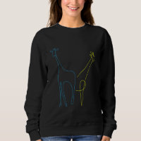 Arte Linear de Girafa Animal Minimalista Azul e Am