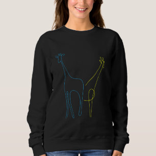 Moletom Arte Linear de Girafa Animal Minimalista Azul e Am