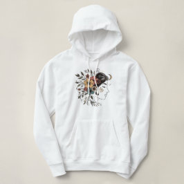 Moletom Arte linear de rosto de menina floral