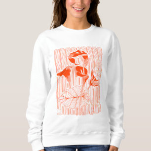 Moletom Arte linear floral minimalista com plantas laranja