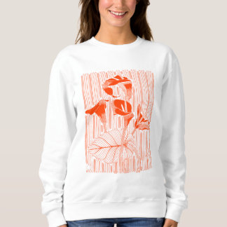 Moletom Arte linear floral minimalista com plantas laranja
