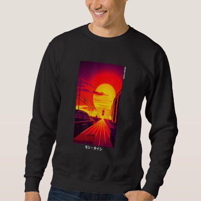 Moletom Arte Otaku de Synthwave Retro Japonês Vaporwave do (Frente)