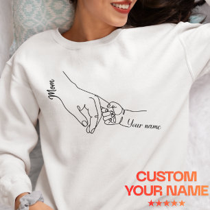 Moletom Arte Personalizada da Linha da Mão de Mãe e Filho