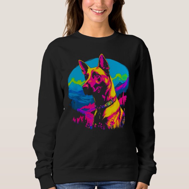 Moletom Arte Pop de Cachorro Malinois Belga (Frente)