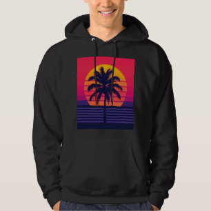 Moletom Arte Synthwave de Palma ao Pôr do Sol dos Anos 80