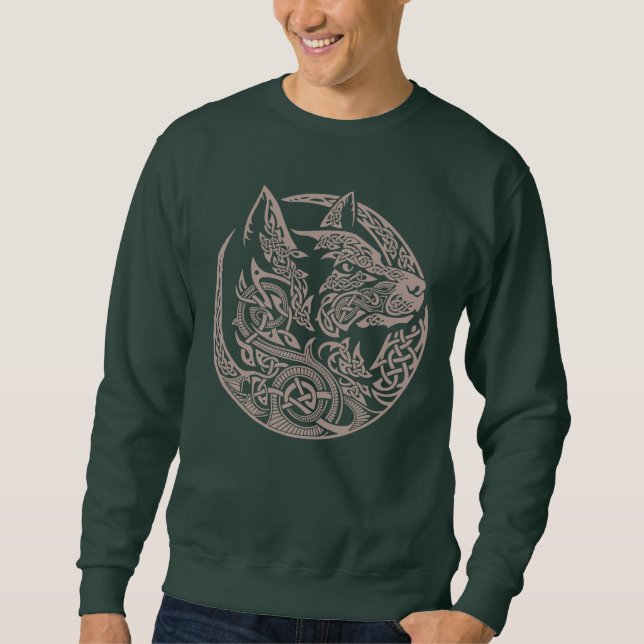 Moletom Arte Tribal Celta com Entrelaçamento de Lobo (Frente)