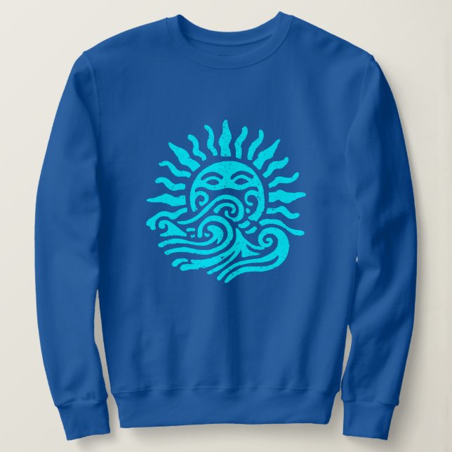Moletom Arte Tribal do Sol e Ondas do Oceano (Frente do Design)
