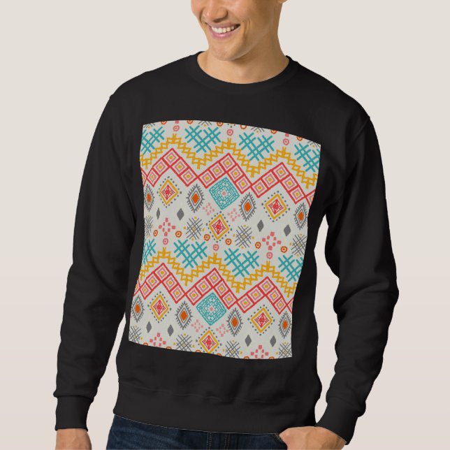 Moletom Arte tribal: impressão boho geométrico. (Frente)