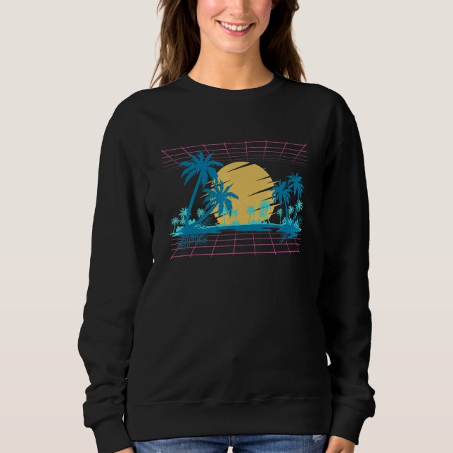 Moletom Arte Vaporwave Beach Palm Trees Sunset Tropical (Frente)