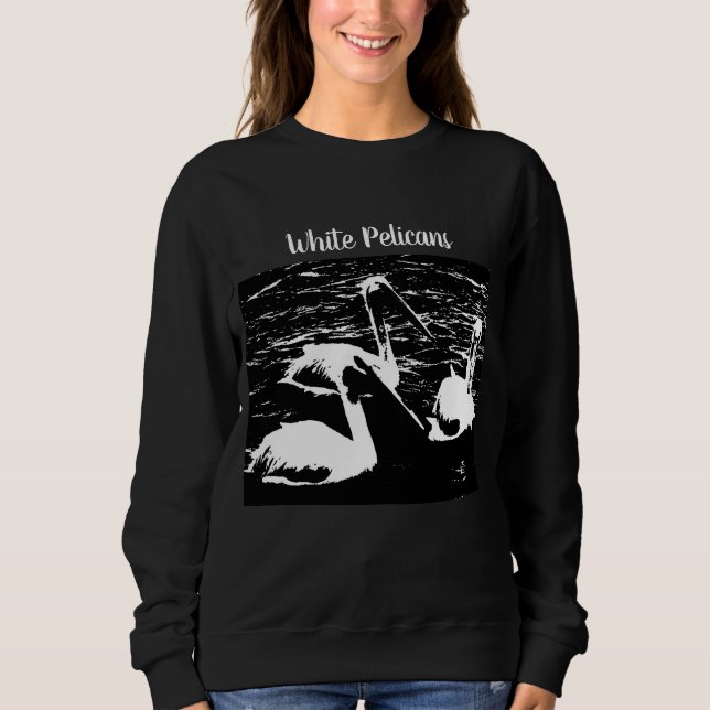Moletom Ártico Trio de Pelicanos Brancos Nadando (Frente)