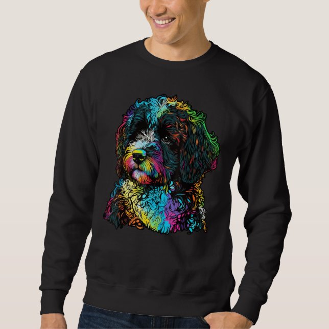 Moletom Artistic Colorful Pop painted Portuguese Water Dog (Frente)