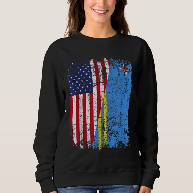 Moletom ARUBAN ROOTS Half American Flag ARUBA FLAG (Frente)