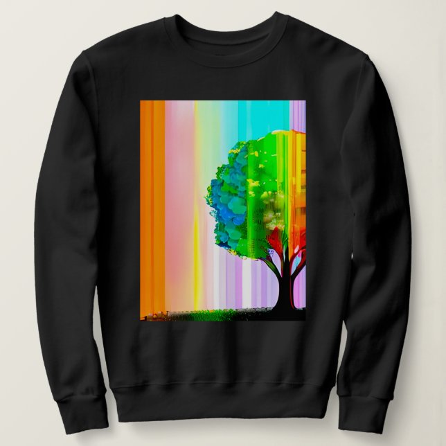 Moletom Árvore colorida arco-íris e céu (Frente do Design)