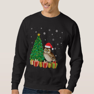 Moletom Árvore de Barn Owl Xmas Iluminando Santa Hat Barn 