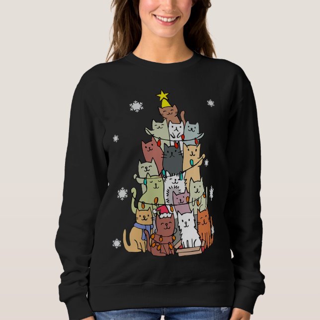 Moletom Árvore de Gato de Suor de Natal Feio - Gato de Nat (Frente)