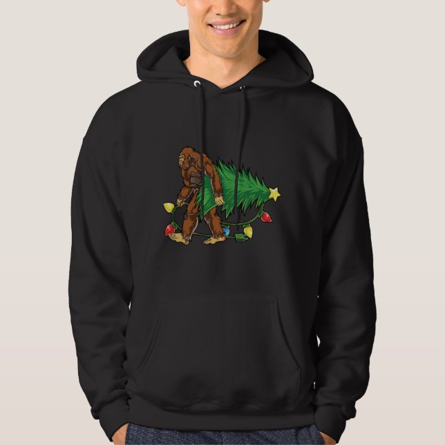 Moletom Árvore de Natal Bigfoot Luzes Xmas Sasquatch (Frente)