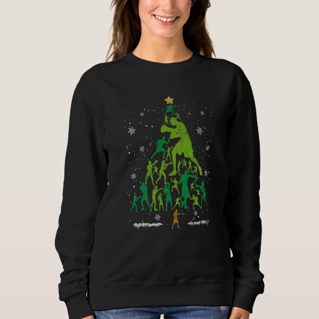 Moletom Árvore de Natal Boxe Retro Natal Boxeador Amante (Frente)