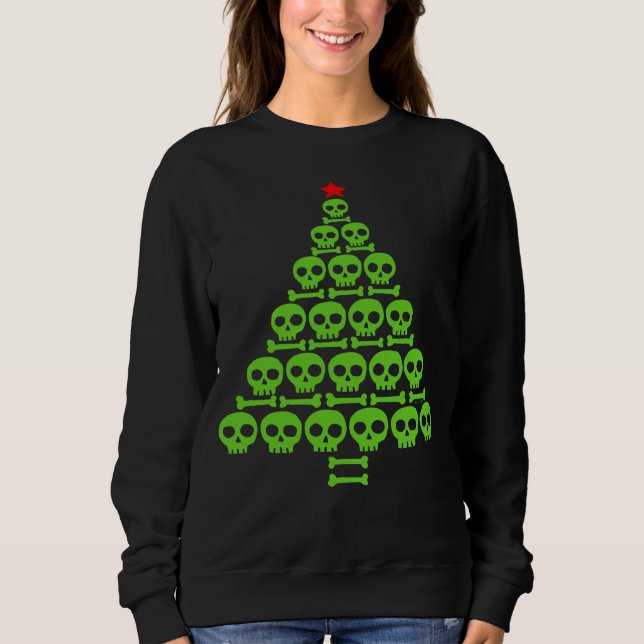 Moletom Árvore de Natal Caveira e Ossos Verde (Frente)