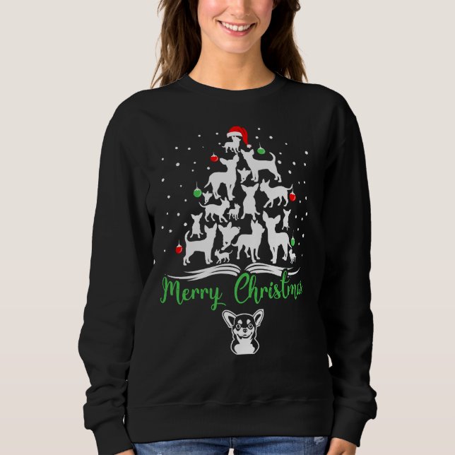 Moletom Árvore de Natal Chihuahua Feliz Natal (Frente)