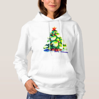 Moletom Árvore de Natal de Aquarela com neve