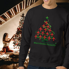 Moletom Árvore de Natal de Avião & Nome da Família, Minima