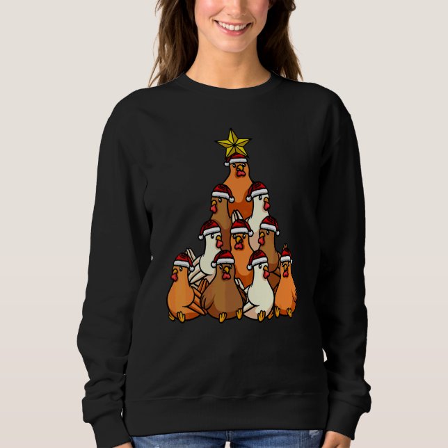 Moletom Árvore de Natal de Frango Animais de Natal Fofo (Frente)