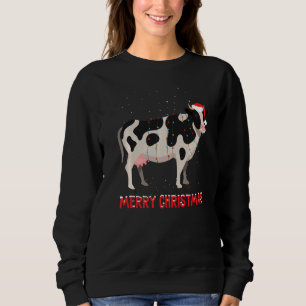 Moletom Árvore de Natal de Vaca Bonita Luz de Natal Feriad