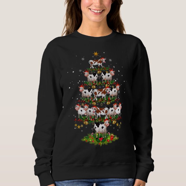 Moletom Árvore de Natal de Vaca Fresca Xmas Santa Hat Anim (Frente)