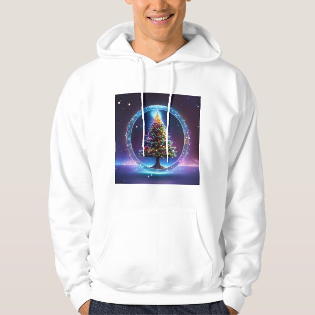 Moletom "Árvore de Natal no Espaço Impresso Hoodie" (Frente)